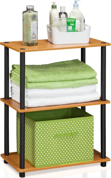 Furinno Regal mit 3 Ablagefächen, holz, Braun/Schwarz, 75. 18x75. 18x29. 46 cm