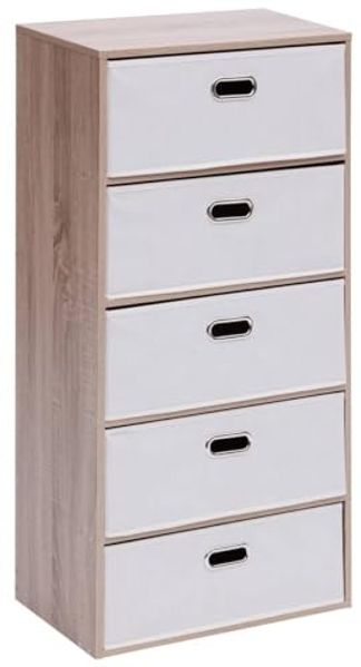 5 five simply smart 5Five – Kommode „Dress UP“ in Beige – 5 Schubladen – 50 x 30 x 100 cm – Funktionale Aufbewahrungsmöglichkeit, Schlafzimmerorganisation, stilvolles und praktisches Möbelstück