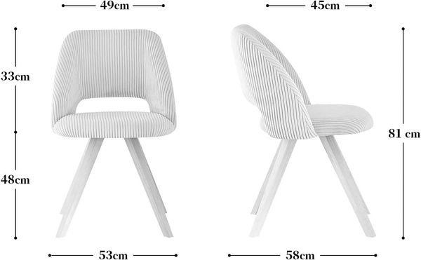 B&D home Esszimmerstuhl MARY 2er Set | Cord Küchenstuhl Polsterstuhl für Küche, Esszimmer, Büro | modern landhaus | Blau Bild 3