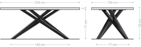 Esstisch Edge 200x100 XL Akazie Natur Kreuzgestell Rechteck Schwarz Live-Edge Bild 3