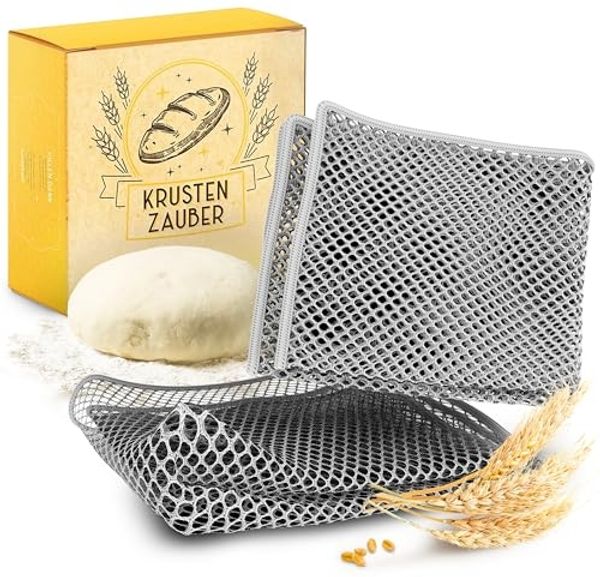 Krustenzauber Backmatte Zubehör - Brotschlingen, Schneebesen, Backmatte, Teig Reinigungstücher, 2x Teigreinigungstuch