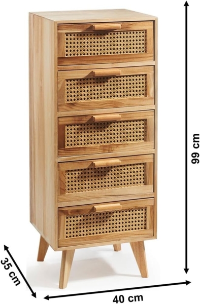 Kobolo Regal Kommode mit 5 Schubladen, 40x35x99cm Bild 2