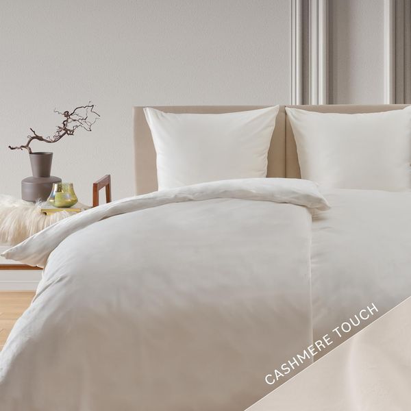 Blumtal Bettwäsche, Cashmere-Touch, Plüsch, warme Winterbettwäsche + Kopfkissenbezug, Elfenbein, 4 Teilig: 2x 135x200 cm + 2x 80x80 cm
