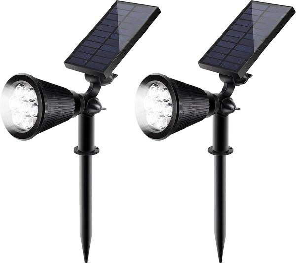 SALCAR Solarstrahler für Außen 2 Stück mit Erdspieß, Wasserdichte Solarlampen für Außen, 1800mAh Hohe Leistungs Solarleuchte für Gärten, Sträucher und Bäume