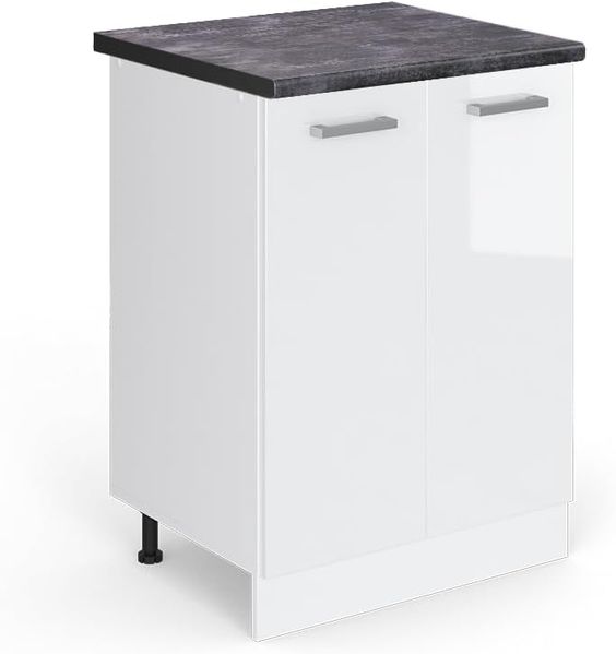 Vicco Küchenunterschrank R-Line, Weiß Hochglanz/Weiß, 60 cm, AP Anthrazit