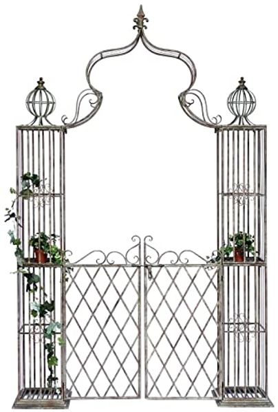 DanDiBo Rosenbogen mit Tor Pforte Metall 275x170 cm Rundbogen Torbogen Pergola 110241 Schmiedeeisen Rankhilfe Gartentor