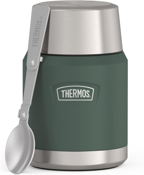 THERMOS Thermobehälter ICON FOOD JAR, Thermobehälter für Essen, spülmaschinenfest, Edelstahl, Kunststoff, Silikon, (1-tlg), 0,47l, 10h heiß & 24h kalt, dicht & auslaufsicher, mit Löffel