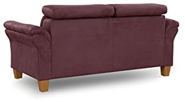 Cavadore 3-Sitzer-Sofa Ammerland / 3er-Couch im Landhausstil mit Federkern + verstellbaren Kopfstützen / 186 x 84 x 93 / Wildlederoptik, Rot Bild 6