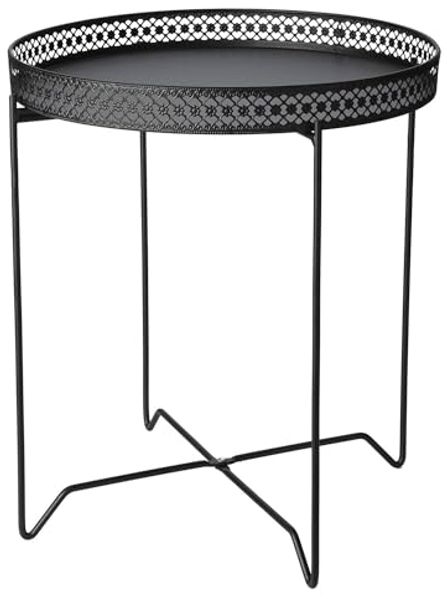 Well Home Runder Tisch aus Metall, schwarz, Ø 40 cm