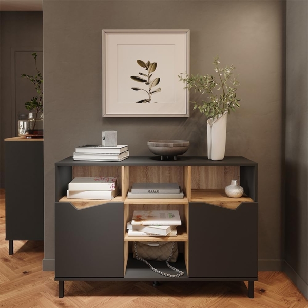 Kommode Marelle Anthrazit/Artisan 120 x 81.3 cm mit 2 Türen Vicco Bild 2