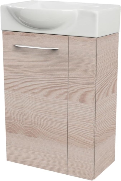 Fackelmann SBC B. CLEVER Gäste WC Set 2-teilig 45 cm, Braun hell, links, Keramik Hahnloch rechts