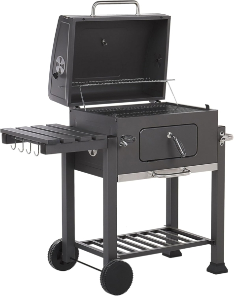 Beliani 'PAVLOF' Holzkohlegrill mit Deckel, Stahl Grau, 49 x 79 x 107 cm