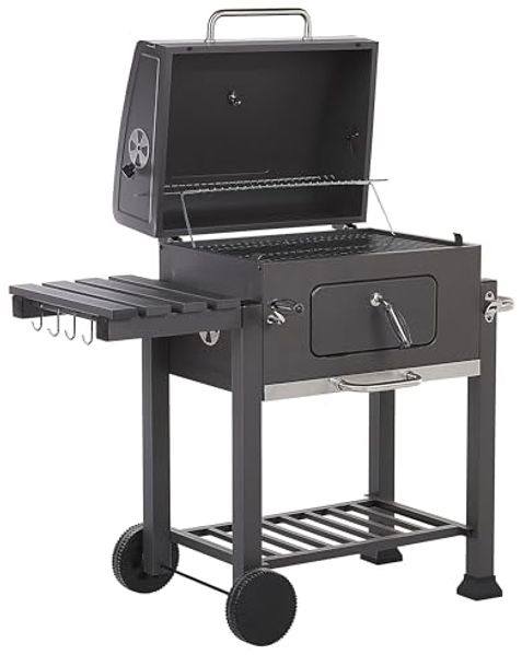 Beliani 'PAVLOF' Holzkohlegrill mit Deckel, Stahl Grau, 49 x 79 x 107 cm