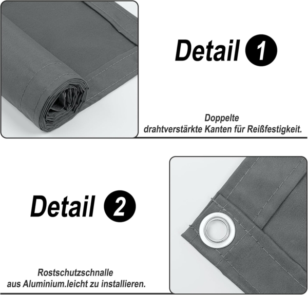 SUNNY GUARD Balkon Sichtschutz 80x200 cm Balkonverkleidung Balkonabdeckung Balkonumspannungen,UV-Schutz,Wind und wasserdicht,Geeignet für Balkon,Garten,Terrasse,mit Kabelbinder,Anthrazit Bild 3