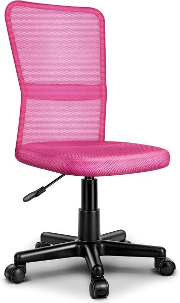 TRESKO Bürostuhl Schreibtischstuhl Drehstuhl, erhätlich in 7 Farbvarianten, mit Kunststoff-Leichtlaufrollen, stufenlos höhenverstellbar, gepolsterte Sitzfläche, Lift SGS-geprüft (Pink)