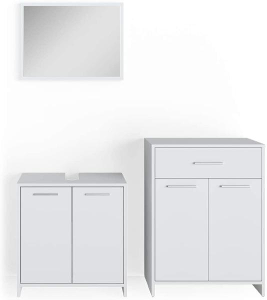 Badmöbel-Set Kiko Weiß 3 Teile, mit Midischrank Vicco