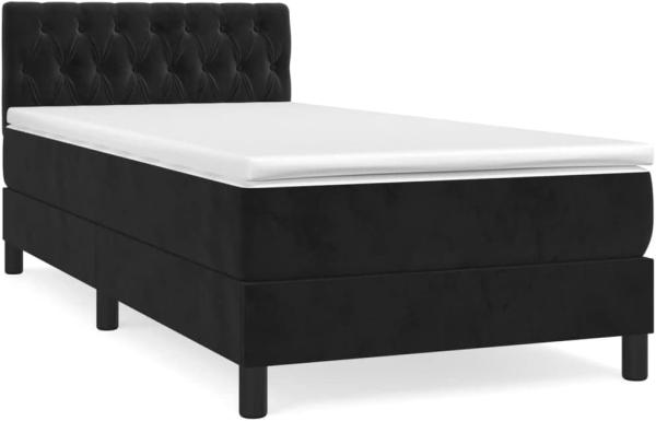 vidaXL Boxspringbett mit Matratze Schwarz 90x200 cm Samt, Härtegrad: H2