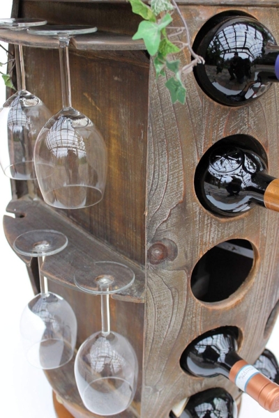 DanDiBo Weinregal Holz Braun 360° Drehbar Weinfass 71 cm 9205-R Bar Flaschenregal Flaschenständer Fass Holzfass Weinschrank Bild 9