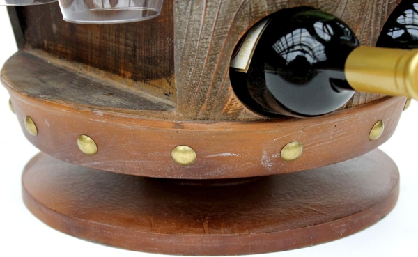 DanDiBo Weinregal Holz Braun 360° Drehbar Weinfass 71 cm 9205-R Bar Flaschenregal Flaschenständer Fass Holzfass Weinschrank Bild 5