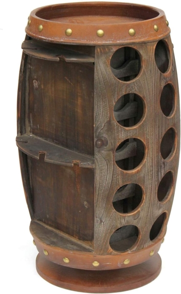 DanDiBo Weinregal Holz Braun 360° Drehbar Weinfass 71 cm 9205-R Bar Flaschenregal Flaschenständer Fass Holzfass Weinschrank Bild 2