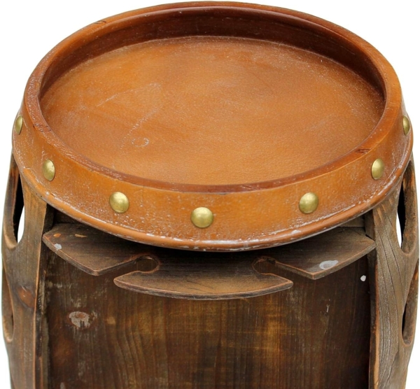 DanDiBo Weinregal Holz Braun 360° Drehbar Weinfass 71 cm 9205-R Bar Flaschenregal Flaschenständer Fass Holzfass Weinschrank Bild 8