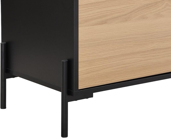 Vente-unique - TV-Möbel mit 2 Türen, 1 Schublade & 1 Ablage - Schwarz & Holzfarben hell - GLARODI Bild 5