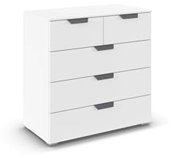 rauch Aditio Box, Kommode, 5 Schubladen, mit Softclose-Funktion, Farbe Weiß, BxHxT 80x81x42cm