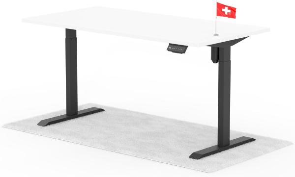 elektrisch höhenverstellbarer Schreibtisch ECO 160 x 80 cm - Gestell Schwarz, Platte Weiss