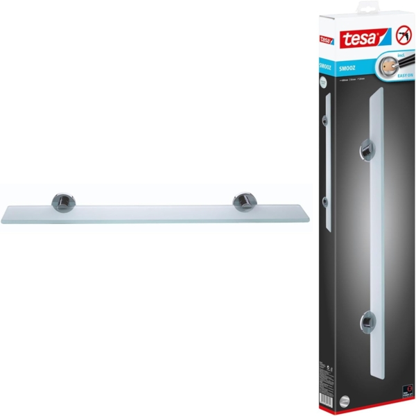 Tesa Glasablage Smooz verchromt satiniertes Glas Klebelösung