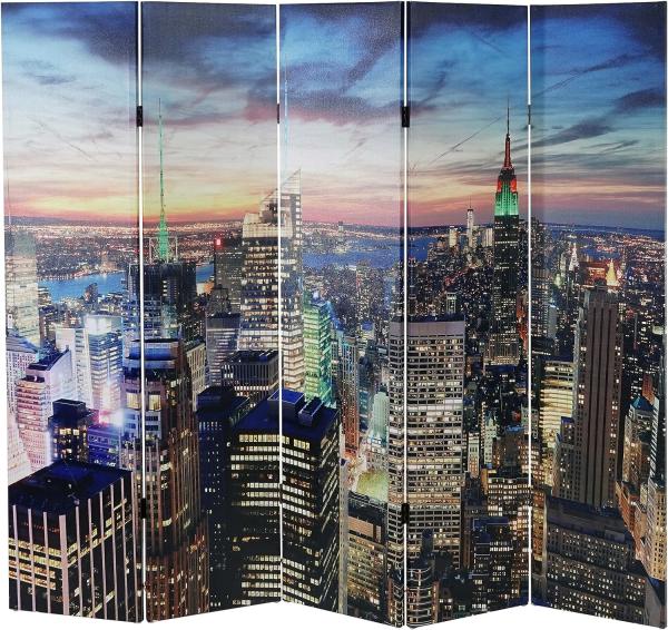 LED-Paravent Trennwand Raumteiler New York, Timer, netzbetrieben 180x200cm, 30 LEDs