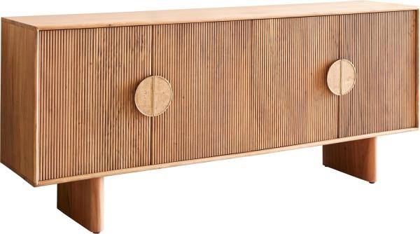 Sideboard Surimu 175 cm Akazie Hellbraun 4 Türen 2 Fächer Kork-Griff Holzfüße