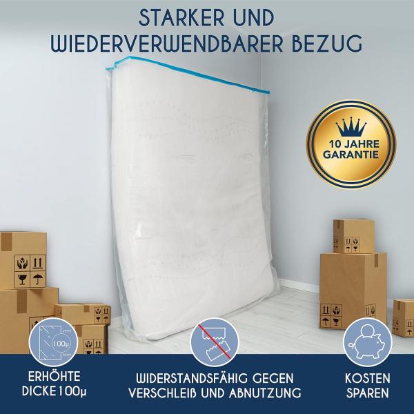 Dreamzie Matratzenhülle Kunststoff 70 X 140 (Dicke 20 cm) - Matratzenschutz mit Breitem Reißverschluss - Matratzen-Tasche für Aufbewahrung, Lagerung, Umzug - Aufbewahrungstasche für Matratzen Bild 5
