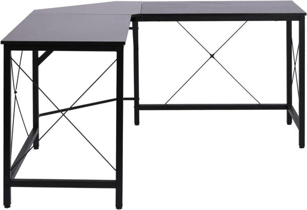 HOMCOM Computertisch Schreibtisch L-Form Eckschreibtisch Winkelschreibtisch MDF Schwarz 150 x 150 x 76 cm