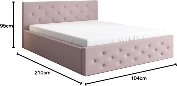 Polsterbett VALI 90x200 mit Matratze, Bettkasten und Lattenrost. Farbe: Flamingo 19 Bild 2