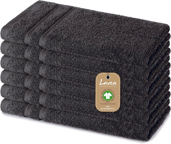 Lavea Gästehandtuch Bali, 30x50cm aus 100% Bio-Baumwolle, einzigartig weiche Gästetücher mit Aufhänger (Set, 6-St), hochwertiges und nachhaltiges Premium Gästetuch – saugstarke Faser