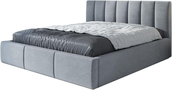 Polsterbett IGI 160x200 mit Matratze, Bettkasten und Lattenrost. Farbe: Silber 15