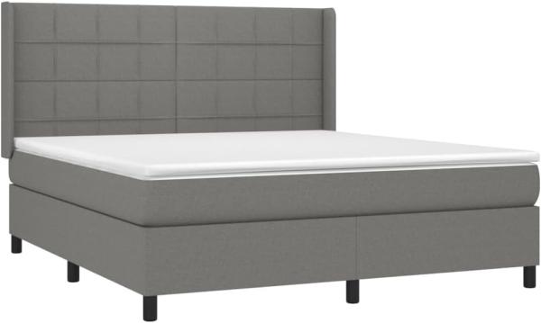 vidaXL Boxspringbett mit Matratze Dunkelgrau 180x200 cm Stoff 3131450