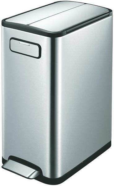 Pedalabfallbehälter EKO Ecofly mattes Stahl/Edelstahl 2 Kammern 2x20 l Kunststoff-Innenbehälter Soft-Close