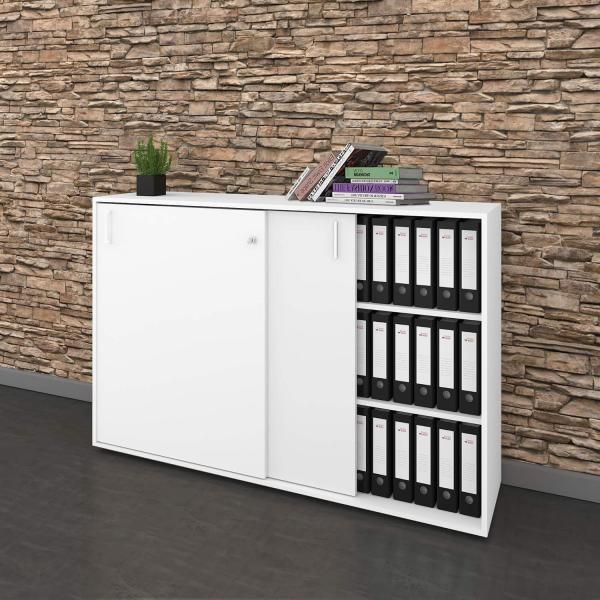 Schiebetürenschrank Sideboard NOVA 3OH 1. 640x1. 085 mm in Weiß Bild 1