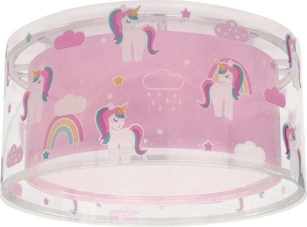 Dalber Deckenleuchte für Kinder Einhörner Tiere Unicorns, Deckenlampe Kinderzimmer, Rosa