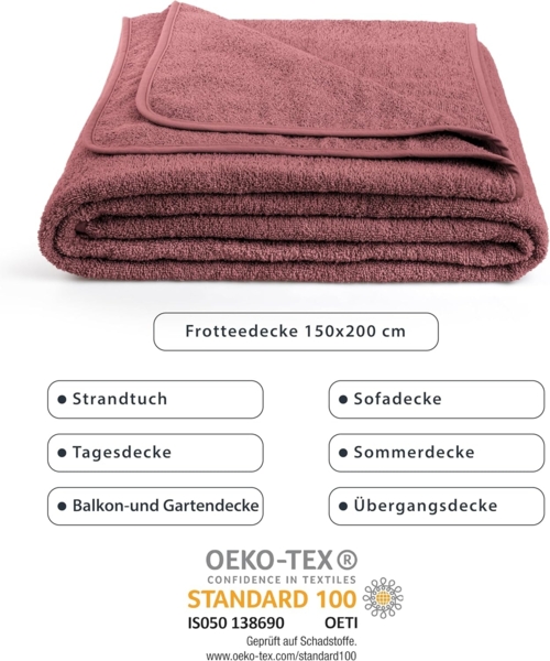 Wohndecke LAYNENBURG Frotteedecke Baumwolle 150x200 cm – Sommer & Sofa, Laynenburg, Baumwolldecke als Sommer, Bett-Überwurf, Couch-Überwurf, Sofa-Decke Bild 7