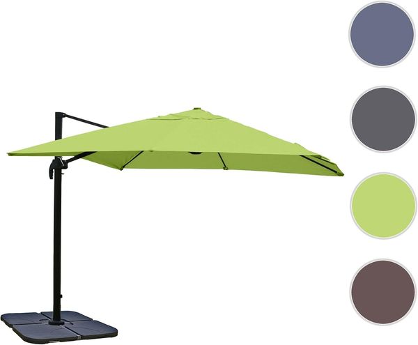 Gastronomie-Ampelschirm HWC-A96, 3x3m (Ø4,24m) Polyester Alu/Stahl 23kg ~ grün mit Ständer, drehbar Bild 7