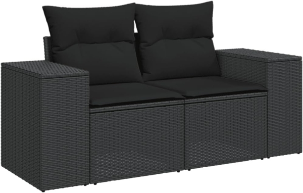 vidaXL 9-tlg. Garten-Sofagarnitur mit Kissen Schwarz Poly Rattan 3255162 Bild 7