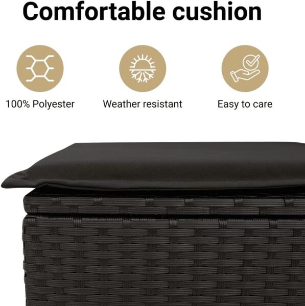 vidaXL 9-tlg. Garten-Sofagarnitur mit Kissen Schwarz Poly Rattan 3255162 Bild 5