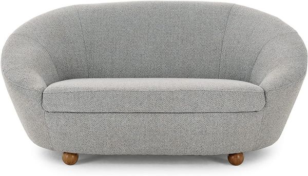 LOOKS by Wolfgang Joop Looks IV Designer Sofa, 2 Sitzer mit Kugelfüßen, 2er Couch, hellblau-grau, 178 x 114 x 82 cm