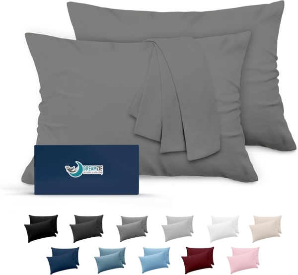 Kissenbezug 40x70 Anthrazit 2er Set Mikrofaser Oeko-TEX Zertifiziert Dreamzie - Kopfkissenbezug 40x70 Weich