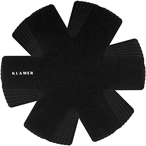 KLAMER Pfannenschoner Filz 6er Set, Stapelschutz mit Anti-Rutsch-Unterlage, Topfuntersetzer…, Schutz für Pfannen & Töpfe, Ø35 cm, aus recycelten PET-Flaschen
