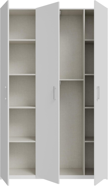 Forte Home Nook Mehrzweckschrank 135 40, moderner Drehtürenschrank mit 3Türen, Flur, Holzwerkstoff, Weiß, 133,2 cm breit x 210,5 cm hoch x 42 cm tief Bild 8