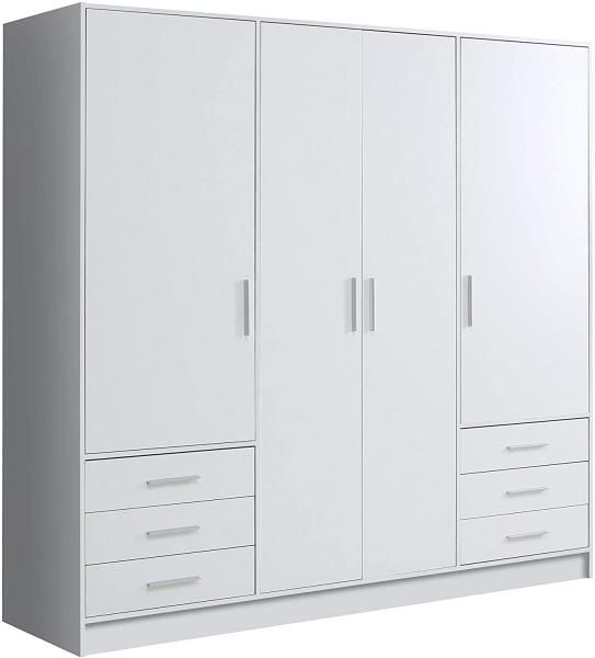 Forte 'Jupiter' Kleiderschrank, weiß matt, 4-türig, 207x200 cm