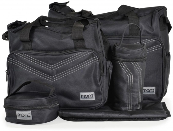 Moni Wickeltasche Stella, Set mit Wickelunterlage, Isoliertasche f. Babyflaschen schwarz Bild 2